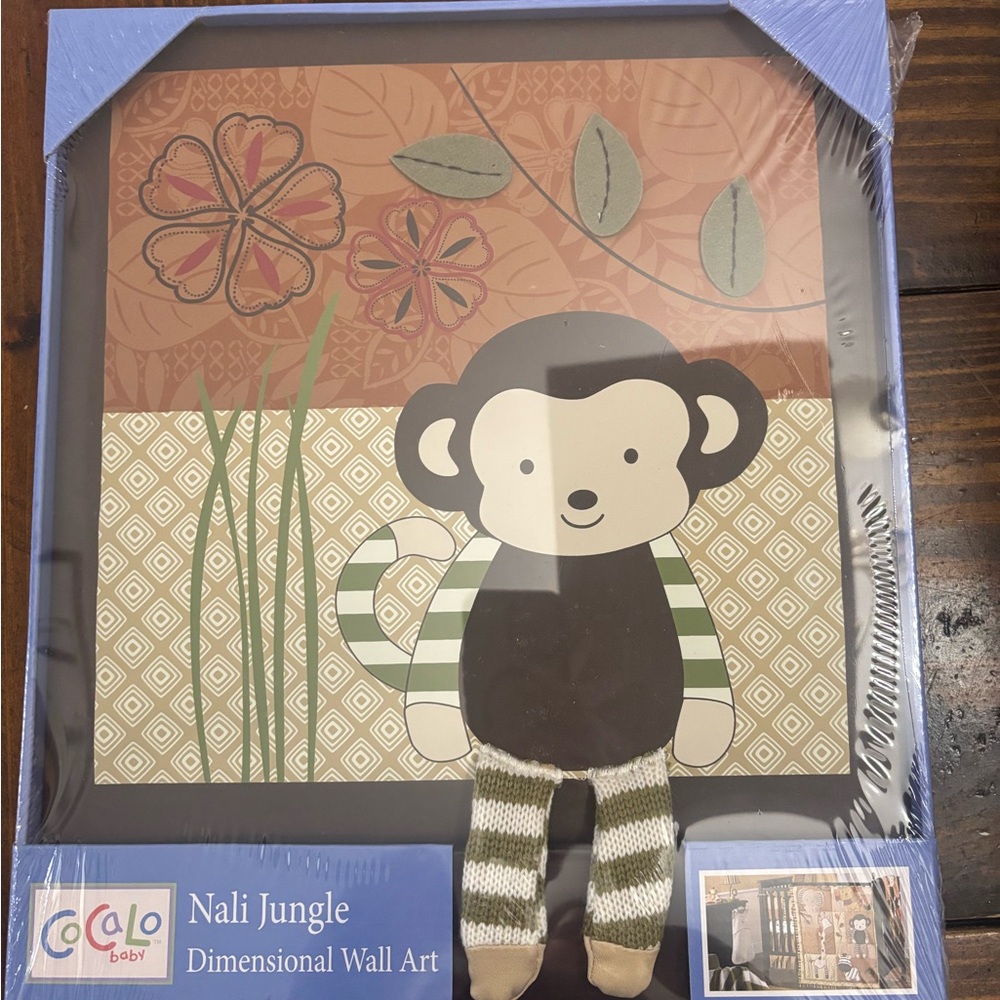 CoCaLo Baby Nali Jungle Dimensional Wall Art featuring a monkey applique.
